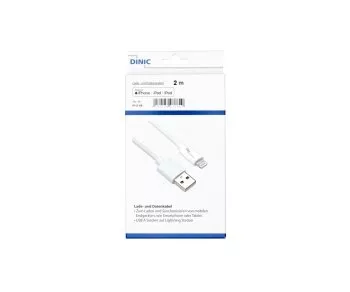 USB A til Lightning-kabel, 2 m, hvid, DINIC Box