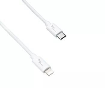 USB C ar Lightning kabelis, MFi, kaste, balts, 1 m MFi sertificēts, sinhronizācijas un ātrās uzlādes kabelis