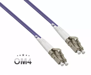 LWL Kabel OM4, 50µ, LC / LC Stecker Multimode, erikaviolett, duplex, LSZH, 7.5m