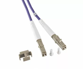 Câble à fibres optiques OM4, 50µ, LC / LC mâle multimode, violet érica, duplex, LSZH, 100m