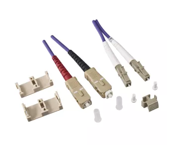 Câble à fibres optiques OM4, 50µ, connecteur LC / SC multimode, violet érica, duplex, LSZH, 10m