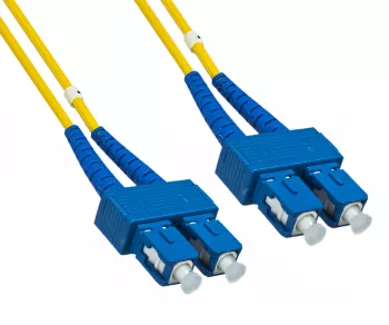 Câble à fibres optiques OS1, 9µ, SC / SC mâle, monomode, duplex, jaune, LSZH, 1m