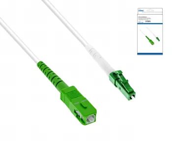 Anschlusskabel für Glasfaser-Router, LCA-SCA, 15m Simplex, OS2, LC/APC 8° auf SC/APC 8°, LSZH, Box