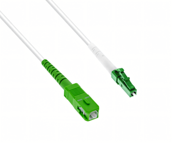 Connection cable for fibre optic router, LCA-SCA, simplex, OS2, LC/APC 8° to SC/APC 8°, LSZH, DINIC box with Eurohole, length 30m