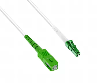 Anschlusskabel für Glasfaser-Router, LCA-SCA, Simplex, OS2, LC/APC 8° auf SC/APC 8°, LSZH, 5m, DINIC Box