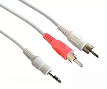 DINIC Câble audio-vidéo 3,5mm mâle - 2x RCA mâles, 3m, blanc