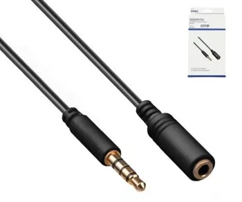 DINIC Audioverlängerung 3,5mm 4pin Klinke, 3m 4-Pin Klinkenverlängerung, Stecker auf Buchse, Box