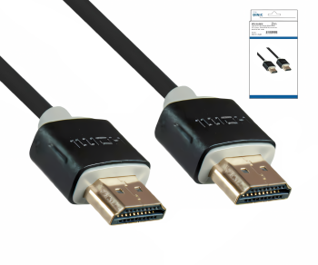 Super Slim HDMI 1.4 cable male to male, 1m DINIC Monaco Range, AWG 36, OD 3.6mm, black