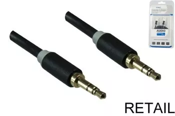 Audiokabel 3,5mm Stereo Klinke Stecker auf Stecker, Länge 10,00m Monaco Range in schwarz, DINIC Blister