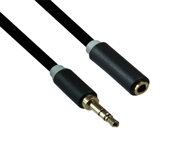 Audiokabel 3,5mm Klinke Stecker auf Buchse, DINIC Monaco Range, Verlängerung, schwarz, DINIC Box mit Euroloch, Länge 2,00m