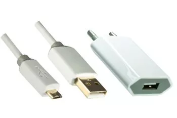 USB-laddningsadapter 1000mA inkl. mikro-USB-kabel, 1,00m DINIC Monaco Range, vit