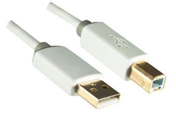 HQ USB 2.0 kábel A dugóból B dugóba, Monaco Range, fehér, 3,00m