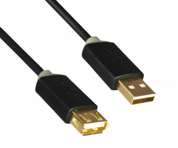 HQ USB 2.0 pikendus A pistikupesa, Monaco Range, must, DINIC blister, pikkus 2.00m