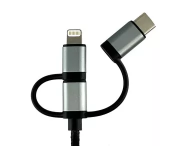 Cable de datos/carga USB 3 en 1 premium, 1,00 m USB A a 1x USB C / 1x Micro USB o 1x Lightning