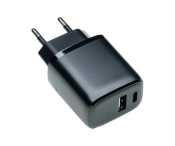 USB C+A lādētājs/ barošanas bloks 20 W, PD, balts, Power Delivery kaste, melns, DINIC kaste