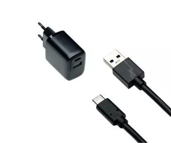 Adaptateur de charge USB PD/QC 3.0 avec câble A vers C 20W, 3,6V~5,9V/3A ; 6~9V/2A ; 9V~12V/1,5A