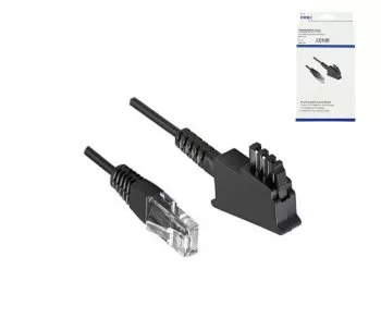 DINIC savienojuma kabelis DSL / VDSL maršrutētājam, 2 kontakti (8P2C), 4 un 5 kontakts, melns, garums 6,00 m, kartona kārba