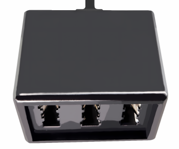 TAE Répartiteur 3x TAE N/F/F femelle sur RJ11/RJ45 mâle (6P4C), noir, DINIC Box avec trou européen, longueur 0,20m