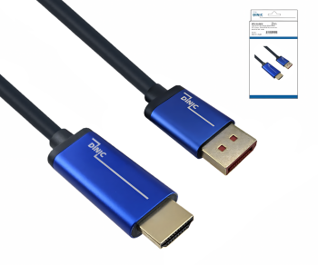 Premium Displayport 1.4 to HDMI cable, 4K@60Hz, 3D, HDR, 1x DP to 1x HDMI plug, DINIC box with Euro hole, 3m