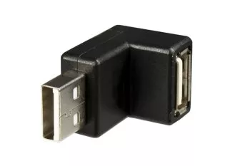USB-adapter A-plugg til A-kontakt, vinklet 90° nedover