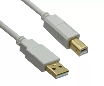 DINIC USB 2.0 HQ Kabel A auf B Stecker, 28 AWG / 2C, 26 AWG / 2C, weiß, 5,00m, DINIC Polybag