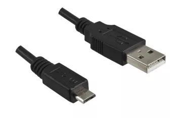 Micro USB Kabel A Stecker auf micro B Stecker, schwarz, 2,00m, DINIC Polybag