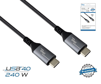 Kabel DINIC USB C 4.0, 240W PD, 40Gb/s, 1 m, tip C do C, aluminijast vtič, najlonski kabel, škatla DINIC