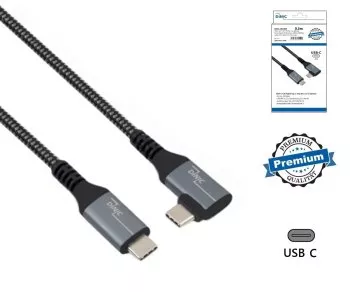 DINIC USB C 4.0 kabelis, nuo tiesios iki 90° kampo, PD 240W, 40Gbps, aliuminio jungtis, nailoninis kabelis, 0,50 m