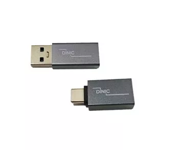 Set, 1x USB C male to A female + 1x C female to A male, 2x USB adapter, aluminum, space grey, DINIC Box