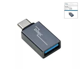 Adapter, USB C male to USB A female aluminum, space grey, DINIC Box