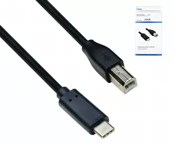 USB Kabel Typ C auf USB 2.0 B Stecker, schwarz, 3,00m, DINIC Box (Karton)