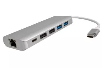 Adattatore USB 3.1 Tipo C HUB a 4 porte, 2x USB 3.0 + 2x 2.0, LAN GB Ethernet, presa di ricarica Tipo C