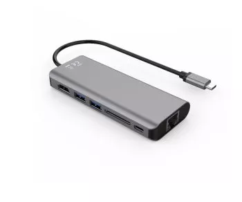 USB-C a 2x USB 3.0, HDMI, RJ45, SD, lector de tarjetas SD USB-C, 1x USB-C Data + PD 100W