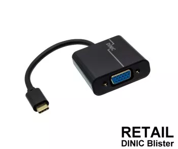 Adaptor USB 3.1 tip C la mufă VGA, negru, blister