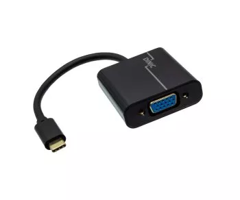 Adapter USB 3.1 C típusú dugó VGA aljzatra, fekete, polizsákos csomagolásban