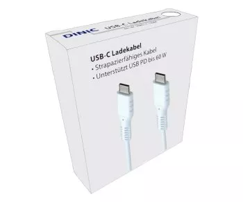 USBCL-C-15W USB C tipa C-uz C uzlādes kabelis reklāmas kastītē, balts, 1,5m