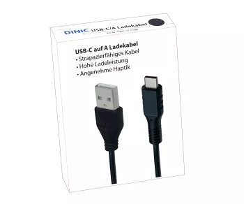 Cablu de încărcare USB tip C la A, negru, 1,5 m USB tip C la mufă A, 5V, 3A, cutie promoțională