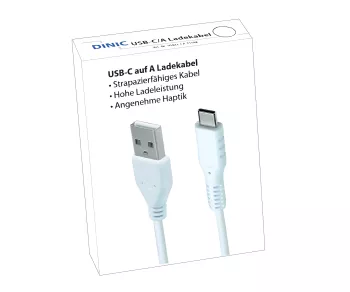 Nabíjecí kabel USB typu C na A, bílý, 1,5 m, zástrčka USB typu C na A, 5 V, 3 A, reklamní krabička