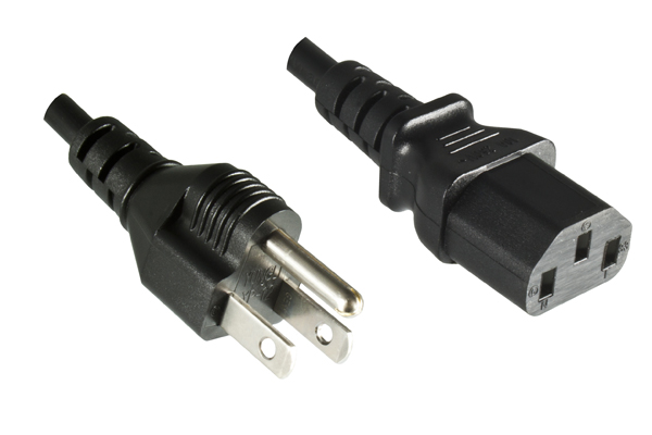 Power Cable America USA NEMA 5-15P, Type B to C13, AWG14, SJT, Approvals:  UL/CSA, black, length 1.80m