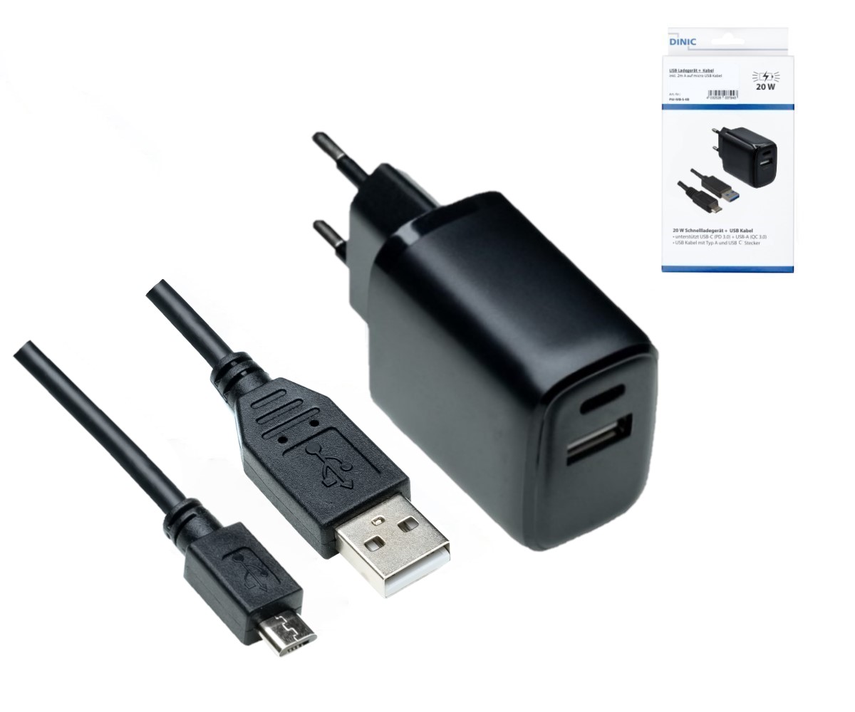 Câble de recharge USB Type-C + Micro USB QC 3.0