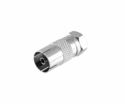 Adaptateur fiche F sur prise coaxiale, fiche SAT sur prise ANT, entièrement métallique, boîte DINIC avec trou européen,