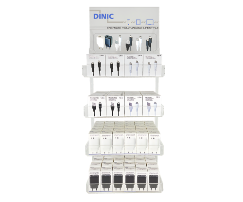 Smartphone/Tablet Charging USB Netzt., USBC/A und USBC/C Ladekabel, DINIC Acryldisplay