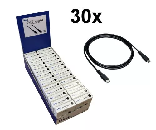 30x USB C auf C Ladekabel 1,50m, schwarz, im DINIC Thekendisplay