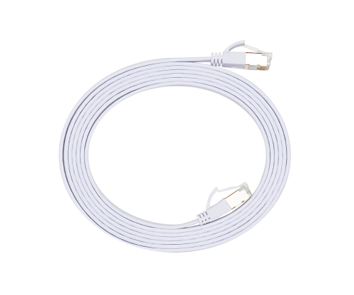 Patch cord Cat.6, flat, PiMF/STP, white, 3m DINIC Box