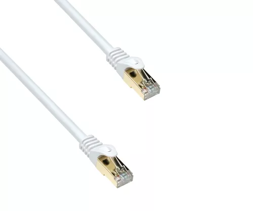 Premium Cat.7 patch cable, LSZH, 2x RJ45 plug, copper, white, 0.50m