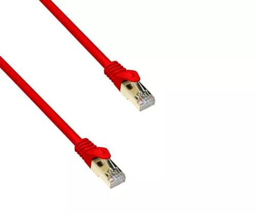 "Premium Cat.7" jungiamasis kabelis, LSZH, 2x RJ45 kištukas, varinis, raudonas, 3,00 m