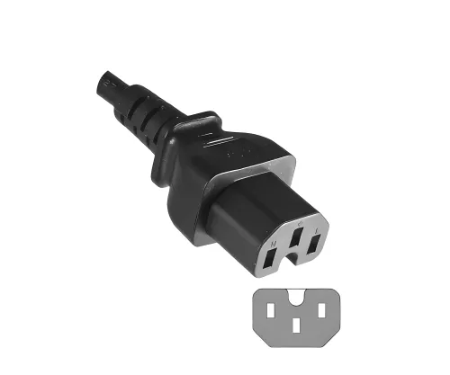 Warmgerätekabel C15 auf C20, 1mm², Verlängerung, VDE, schwarz, Länge 1,80m