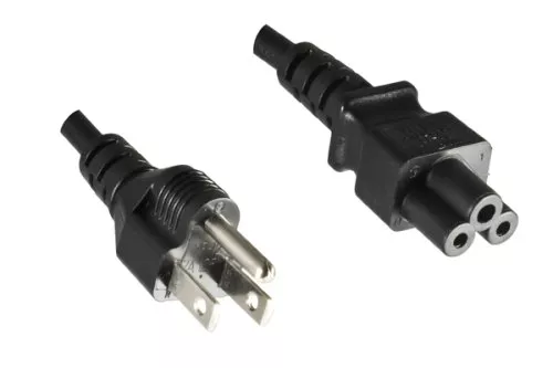 Sieťový kábel Japonsko typ B až C5, 0,75 mm², schválenia: JET/PSE, VCTF, čierny, dĺžka 1,80 m