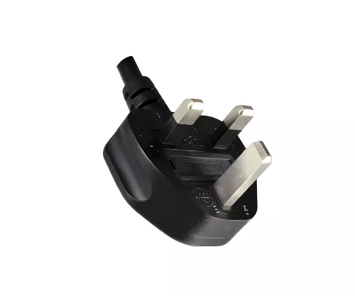 Power cable England UK type G 5A to C5 90°, 0,75mm², approval: ASTA, black, length 5,00m