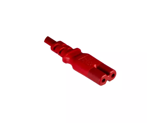Power cord Euro plug type C to C7, 0,75mm², VDE, red, length 1,80m